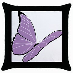 Purple Awareness Butterfly 2 Black Throw Pillow Case by FunWithFibro