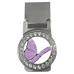 Purple Awareness Butterfly 2 Money Clip (cz) by FunWithFibro