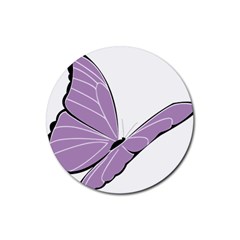 Purple Awareness Butterfly 2 Drink Coaster (round)