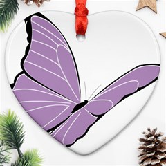 Purple Awareness Butterfly 2 Heart Ornament (two Sides)