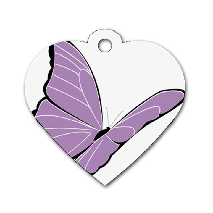 Purple Awareness Butterfly 2 Dog Tag Heart (One Sided) 