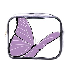 Purple Awareness Butterfly 2 Mini Travel Toiletry Bag (one Side)