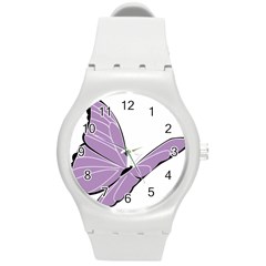 Purple Awareness Butterfly 2 Plastic Sport Watch (medium) by FunWithFibro