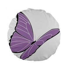 Purple Awareness Butterfly 2 15  Premium Round Cushion  by FunWithFibro