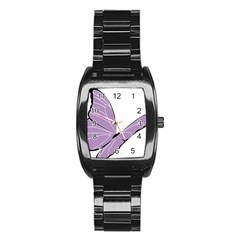 Purple Awareness Butterfly 2 Stainless Steel Barrel Watch by FunWithFibro