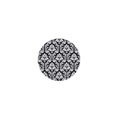 White On Black Damask 1  Mini Button