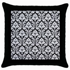 Black & White Damask Pattern Throw Pillow Case (black) by Zandiepants