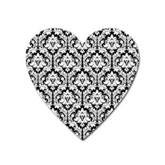 White On Black Damask Magnet (heart) by Zandiepants