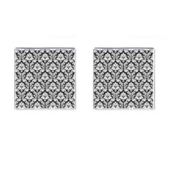 White On Black Damask Cufflinks (square) by Zandiepants