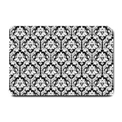 White On Black Damask Small Door Mat by Zandiepants