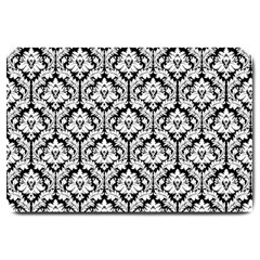 White On Black Damask Large Door Mat by Zandiepants