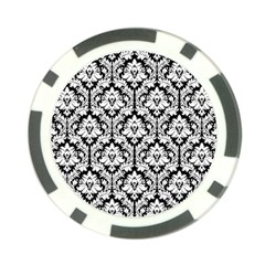 White On Black Damask Poker Chip by Zandiepants