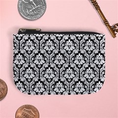 Black & White Damask Pattern Mini Coin Purse