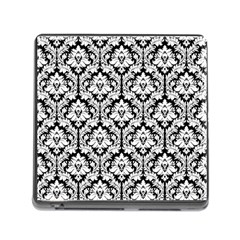 White On Black Damask Memory Card Reader With Storage (square) by Zandiepants