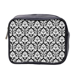 Black & White Damask Pattern Mini Toiletries Bag (two Sides)