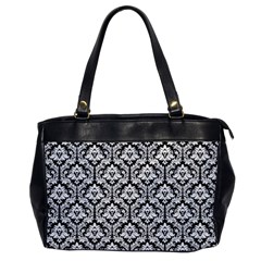 White On Black Damask Oversize Office Handbag (one Side) by Zandiepants