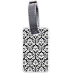 White On Black Damask Luggage Tag (One Side) Front