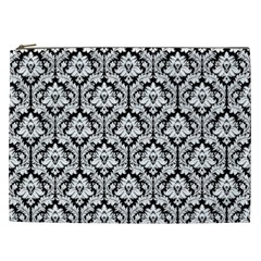 White On Black Damask Cosmetic Bag (xxl)