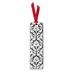 White On Black Damask Small Bookmark