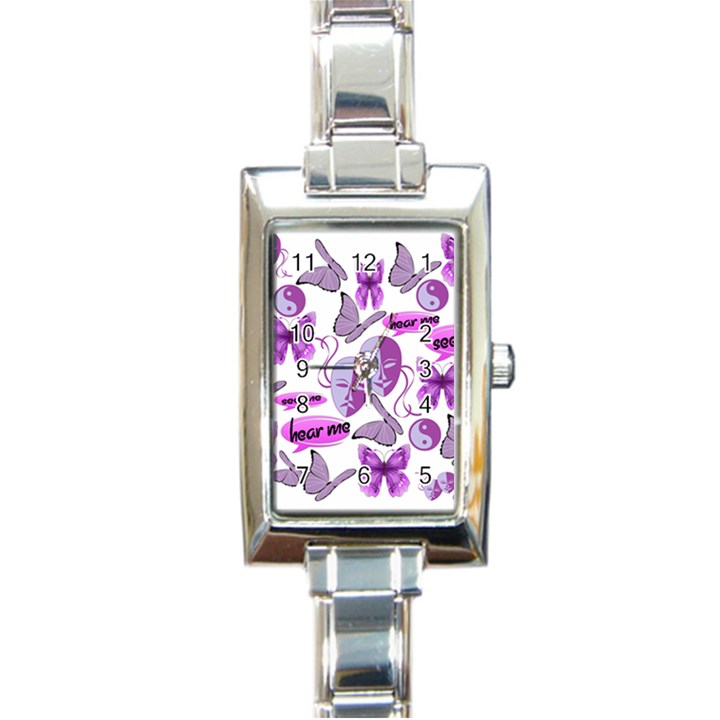 Invisible Illness Collage Rectangular Italian Charm Watch