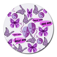 Invisible Illness Collage 8  Mouse Pad (round) by FunWithFibro