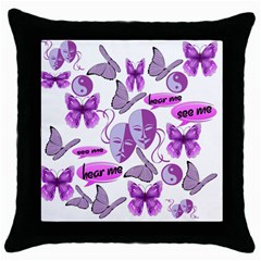 Invisible Illness Collage Black Throw Pillow Case