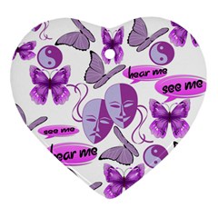 Invisible Illness Collage Heart Ornament (two Sides)