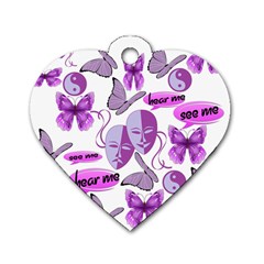 Invisible Illness Collage Dog Tag Heart (one Sided) 