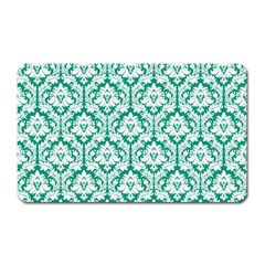 White On Emerald Green Damask Magnet (rectangular)