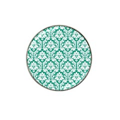 White On Emerald Green Damask Golf Ball Marker (for Hat Clip) by Zandiepants