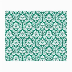 White On Emerald Green Damask Glasses Cloth (small) by Zandiepants