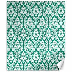 White On Emerald Green Damask Canvas 8  X 10  (unframed)