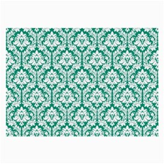 White On Emerald Green Damask Glasses Cloth (large) by Zandiepants