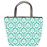 Emerald Green Damask Pattern Bucket Bag Front