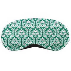 White On Emerald Green Damask Sleeping Mask by Zandiepants