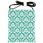 Emerald Green Damask Pattern Shoulder Sling Bag Front