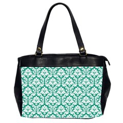 Emerald Green Damask Pattern Oversize Office Handbag (2 Sides)