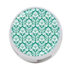 White On Emerald Green Damask 4-port Usb Hub (two Sides) by Zandiepants