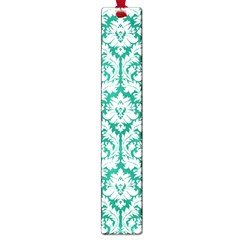 White On Emerald Green Damask Large Bookmark by Zandiepants