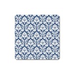 White On Blue Damask Magnet (Square) Front