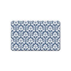 White On Blue Damask Magnet (name Card) by Zandiepants