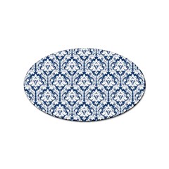 White On Blue Damask Sticker 10 Pack (oval) by Zandiepants