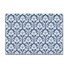 White On Blue Damask A4 Sticker 10 Pack