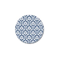 White On Blue Damask Golf Ball Marker 4 Pack by Zandiepants