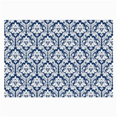 White On Blue Damask Glasses Cloth (Large)