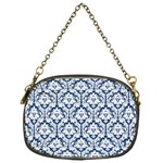 Navy Blue Damask Pattern Chain Purse (One Side) Front