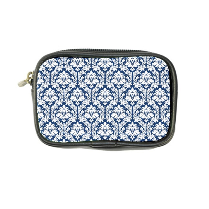 Navy Blue Damask Pattern Coin Purse