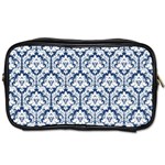 Navy Blue Damask Pattern Toiletries Bag (Two Sides) Front