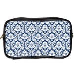 Navy Blue Damask Pattern Toiletries Bag (Two Sides) Back