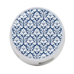 White On Blue Damask 4-Port USB Hub (Two Sides)